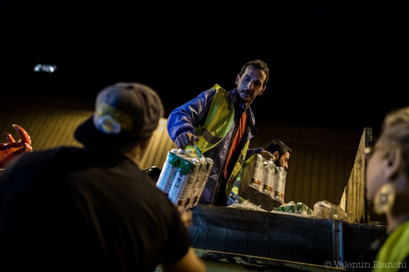 Christian Lenoir received a request from Médecins Sans Frontières Belgium, they ask him to bring some milk to help refugees in the camp of Maximilien's park in Brussels, Belgium. September 6th, 2015. © Valentin Bianchi